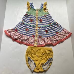 Matilda Jane MJ Stripes & Floral Dress Bloomer Set